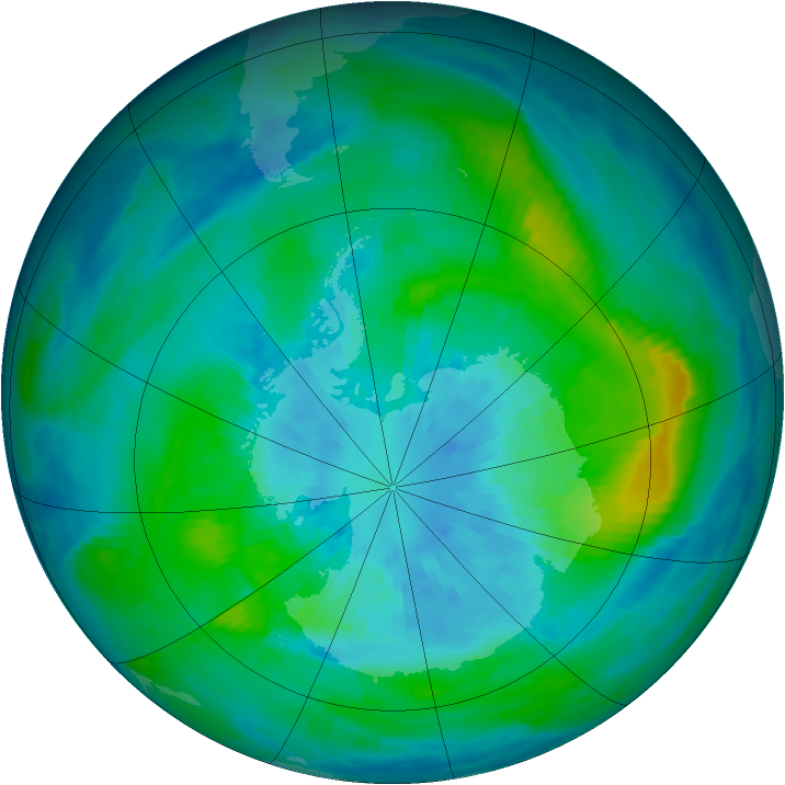 Antarctic ozone map for 23 March 1992